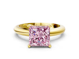Yellow gold Fancy Pink Princess Cut Diamond Solitaire Engagement Ring with Round Band and Four-Prong Setting_92