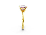 Yellow gold Fancy Pink Princess Cut Diamond Solitaire Engagement Ring with Round Band and Four-Prong Setting_94