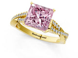 Yellow gold Fancy Pink Princess Cut Diamond Solitaire Engagement Ring with Twisted Pavé Band and Four-Prong Setting_33