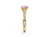 Yellow gold Fancy Pink Princess Cut Diamond Solitaire Engagement Ring with Twisted Pavé Band and Four-Prong Setting_34