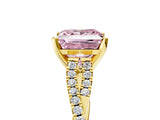 Yellow gold Fancy Pink Princess Cut Diamond Solitaire Engagement Ring with Twisted Pavé Band and Four-Prong Setting_37