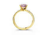 Yellow gold Fancy Pink Princess Cut Diamond Solitaire Pavé Engagement Ring with Round Band and Prong Setting_75