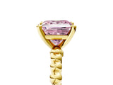 Yellow gold Fancy Pink Princess Cut Diamond Solitaire Ring with Beaded Band and Prong Setting_33