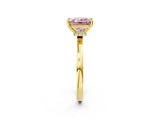 Yellow gold Fancy Pink Princess Cut Diamond Solitaire Ring with Classic Band and Four-Prong Setting_2