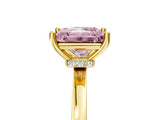 Yellow gold Fancy Pink Princess Cut Diamond Solitaire Ring with Classic Band and Four-Prong Setting_5