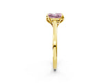 Yellow gold Fancy Pink Princess Cut Diamond Solitaire Ring with Flower Prong Setting and Classic Band_14