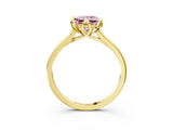 Yellow gold Fancy Pink Princess Cut Diamond Solitaire Ring with Flower Prong Setting and Classic Band_15