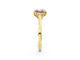 Yellow gold Fancy Pink Princess Cut Diamond Solitaire Ring with Flower Prong Setting and Classic Band_38
