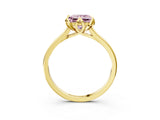 Yellow gold Fancy Pink Princess Cut Diamond Solitaire Ring with Flower Prong Setting and Classic Band_39