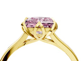 Yellow gold Fancy Pink Princess Cut Diamond Solitaire Ring with Flower Prong Setting and Classic Band_40