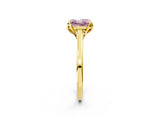 Yellow gold Fancy Pink Princess Cut Diamond Solitaire Ring with Flower Prong Setting and Classic Band_54