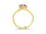 Yellow gold Fancy Pink Princess Cut Diamond Solitaire Ring with Flower Prong Setting and Classic Band_55
