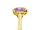 Yellow gold Fancy Pink Princess Cut Diamond Solitaire Ring with Flower Prong Setting and Classic Band_57