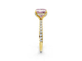 Yellow gold Fancy Pink Princess Cut Diamond Solitaire Ring with Four-Prong Setting and Pavé Band_5