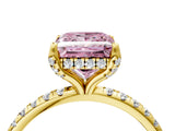 Yellow gold Fancy Pink Princess Cut Diamond Solitaire Ring with Four-Prong Setting and Pavé Band_7