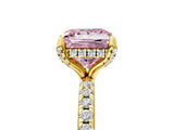 Yellow gold Fancy Pink Princess Cut Diamond Solitaire Ring with Four-Prong Setting and Pavé Band_8