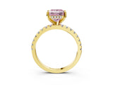 Yellow gold Fancy Pink Princess Cut Diamond Solitaire Ring with Pavé Band and Four-Prong Setting_20