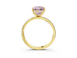 Yellow gold Fancy Pink Princess Cut Diamond Solitaire Ring with Pavé Band and Hidden Halo_22