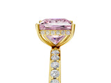 Yellow gold Fancy Pink Princess Cut Diamond Solitaire Ring with Pavé Band and Hidden Halo_24