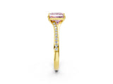 Yellow gold Fancy Pink Princess Cut Diamond Solitaire Ring with Pavé Band and Prong Setting_14