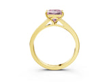 Yellow gold Fancy Pink Princess Cut Diamond Solitaire Ring with Pavé Band and Prong Setting_15