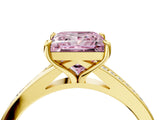 Yellow gold Fancy Pink Princess Cut Diamond Solitaire Ring with Pavé Band and Prong Setting_16