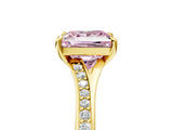 Yellow gold Fancy Pink Princess Cut Diamond Solitaire Ring with Pavé Band and Prong Setting_17