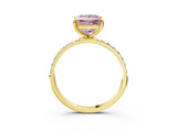 Yellow gold Fancy Pink Princess Cut Diamond Solitaire Ring with Pave Band and Four Prong Setting_15