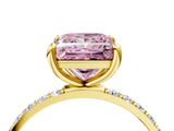 Yellow gold Fancy Pink Princess Cut Diamond Solitaire Ring with Pave Band and Four Prong Setting_16