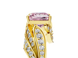 Yellow gold Fancy Pink Princess Cut Diamond Solitaire Ring with Prong Setting and Twisted Pavé Band_5