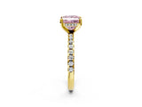 Yellow gold Fancy Pink Princess Cut Diamond Solitaire Ring with Round  Pavé Band and Four-Prong Setting_38