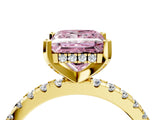 Yellow gold Fancy Pink Princess Cut Diamond Solitaire Ring with Round  Pavé Band and Four-Prong Setting_40