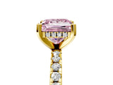 Yellow gold Fancy Pink Princess Cut Diamond Solitaire Ring with Round  Pavé Band and Four-Prong Setting_41