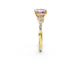 Yellow gold Fancy Pink Princess Cut Diamond Solitaire Ring with Side Stones and Four-Prong Setting_18