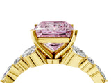 Yellow gold Fancy Pink Princess Cut Diamond Solitaire Ring with Side Stones and Four-Prong Setting_20