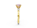 Yellow gold Fancy Pink Princess  Cut Diamond Solitaire Ring with Tapered Baguette Accents and Four-Prong Setting_2