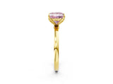 Yellow gold Fancy Pink Princess Cut Diamond Solitaire Ring with Thin Band and Prong Setting_14