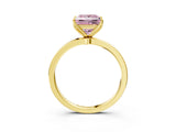 Yellow gold Fancy Pink Princess Cut Diamond Solitaire Ring with Thin Band and Prong Setting_15