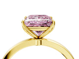 Yellow gold Fancy Pink Princess Cut Diamond Solitaire Ring with Thin Band and Prong Setting_16