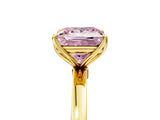 Yellow gold Fancy Pink Princess Cut Diamond Solitaire Ring with Thin Band and Prong Setting_17