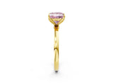 Yellow gold Fancy Pink Princess Cut Diamond Solitaire Ring with Thin Band and Prong Setting_26