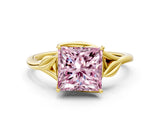 Yellow gold Fancy Pink Princess Cut Diamond Solitaire Ring with Twist Band and Four-Prong Setting_29