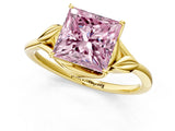 Yellow gold Fancy Pink Princess Cut Diamond Solitaire Ring with Twist Band and Four-Prong Setting_30
