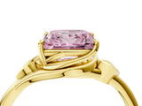 Yellow gold Fancy Pink Princess Cut Diamond Solitaire Ring with Twist Band and Four-Prong Setting_33