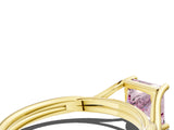Yellow gold Fancy Pink Princess Cut Diamond Solitaire Twist Band Prong Setting Ring_79