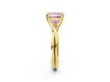 Yellow gold Fancy Pink Princess Cut Diamond Solitaire Twist Band Prong Setting Ring_81