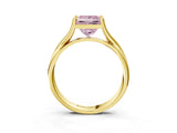 Yellow gold Fancy Pink Princess Cut Diamond Solitaire Twist Band Prong Setting Ring_82