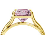 Yellow gold Fancy Pink Princess Cut Diamond Solitaire Twist Band Prong Setting Ring_83
