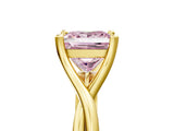 Yellow gold Fancy Pink Princess Cut Diamond Solitaire Twist Band Prong Setting Ring_84