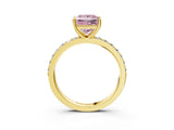 Yellow gold Fancy Pink Princess  Cut Diamond Solitaire with Pave Band and Four-Prong Setting 6